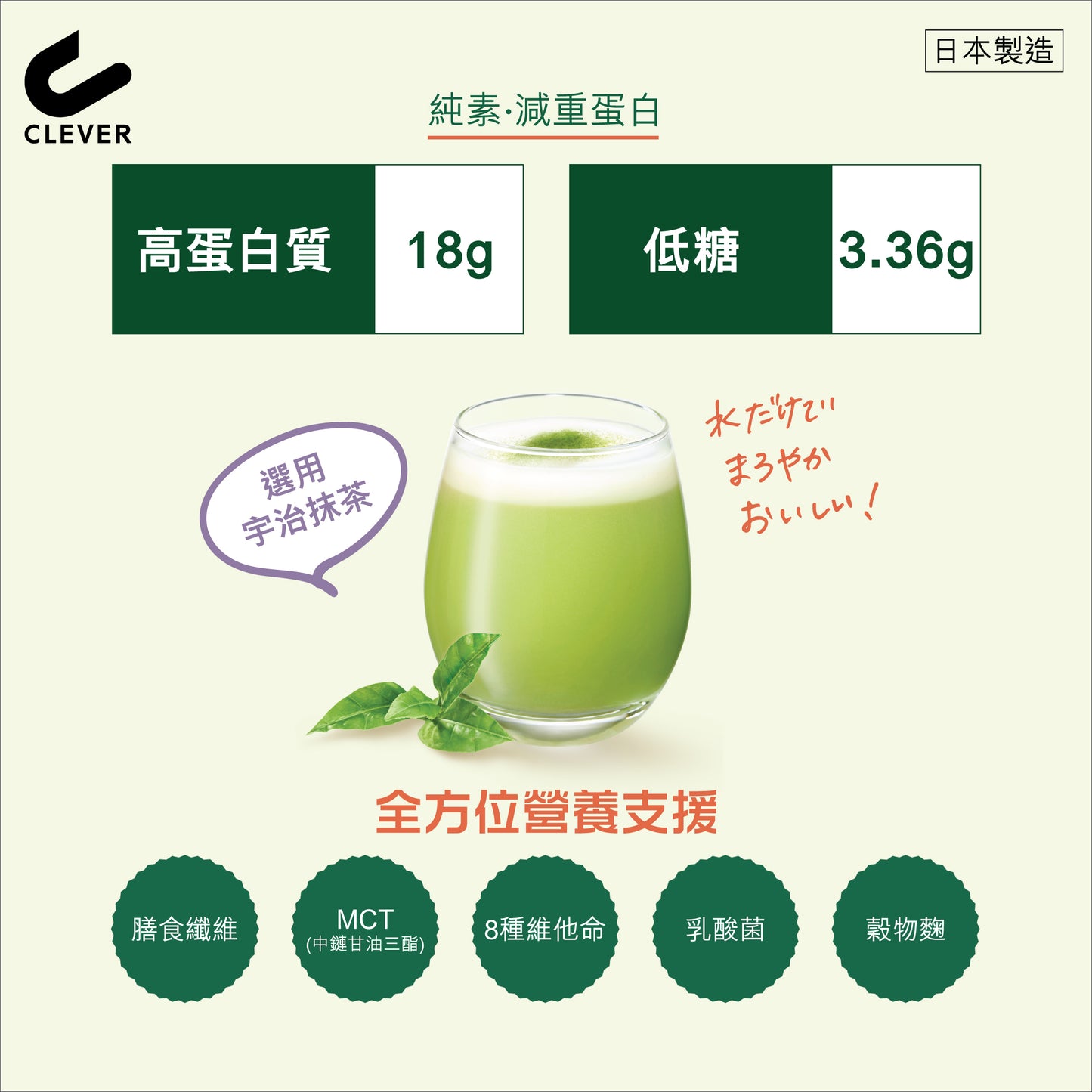 CLEVER 減重・純素蛋白（抹茶拿鐵味）294克